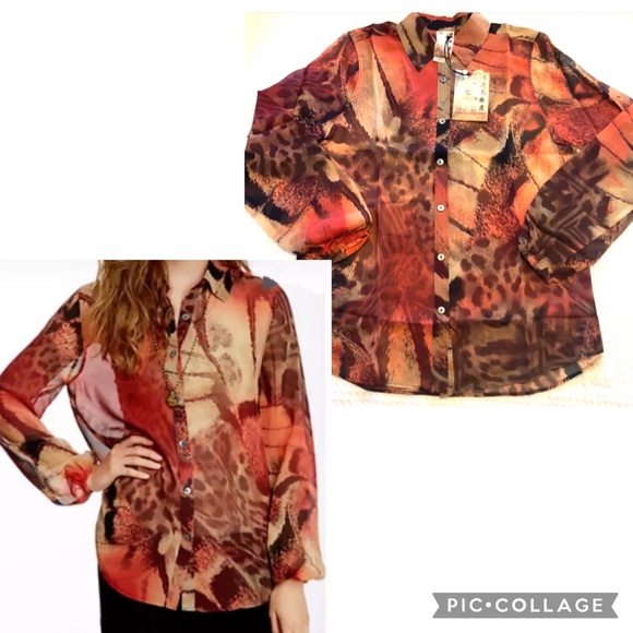Da-Nang Tops - DA-NANG Surplus Indochine Animal Silk Long Sleeve Blouse Top Size Medium NEW!